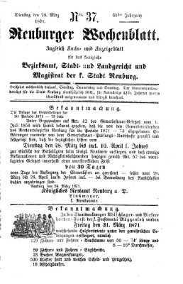 Neuburger Wochenblatt Dienstag 28. März 1871