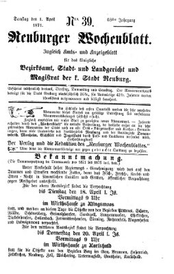 Neuburger Wochenblatt Samstag 1. April 1871