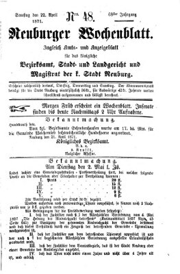 Neuburger Wochenblatt Samstag 22. April 1871