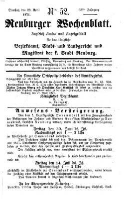 Neuburger Wochenblatt Samstag 29. April 1871