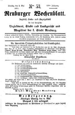 Neuburger Wochenblatt Dienstag 2. Mai 1871