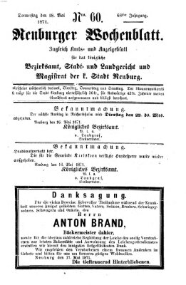 Neuburger Wochenblatt Donnerstag 18. Mai 1871