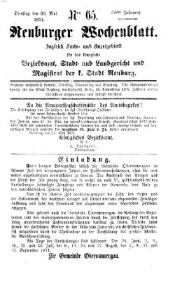 Neuburger Wochenblatt Dienstag 30. Mai 1871