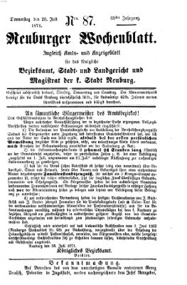 Neuburger Wochenblatt Donnerstag 20. Juli 1871