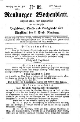 Neuburger Wochenblatt Samstag 29. Juli 1871