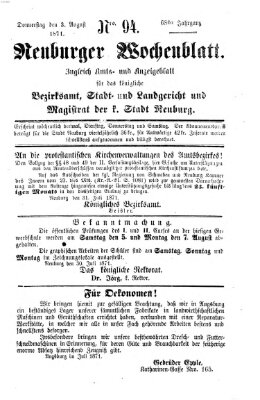 Neuburger Wochenblatt Donnerstag 3. August 1871