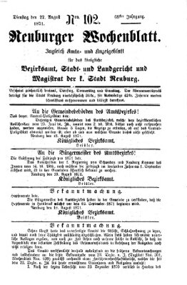 Neuburger Wochenblatt Dienstag 22. August 1871