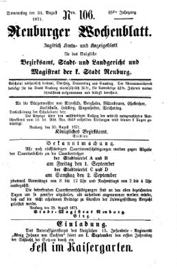 Neuburger Wochenblatt Donnerstag 31. August 1871