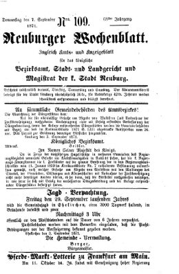 Neuburger Wochenblatt Donnerstag 7. September 1871