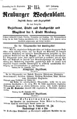 Neuburger Wochenblatt Donnerstag 21. September 1871