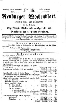 Neuburger Wochenblatt Samstag 23. September 1871