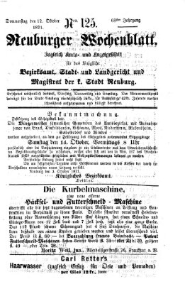 Neuburger Wochenblatt Donnerstag 12. Oktober 1871