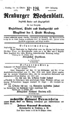 Neuburger Wochenblatt Samstag 14. Oktober 1871