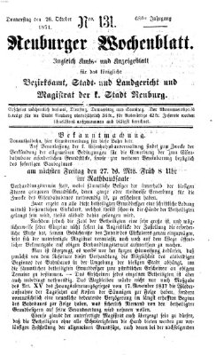 Neuburger Wochenblatt Donnerstag 26. Oktober 1871