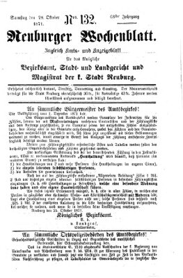 Neuburger Wochenblatt Samstag 28. Oktober 1871