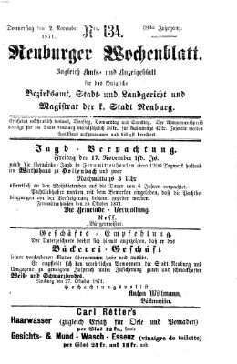 Neuburger Wochenblatt Donnerstag 2. November 1871