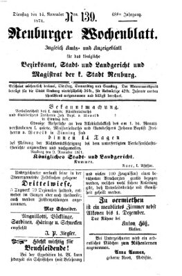 Neuburger Wochenblatt Dienstag 14. November 1871