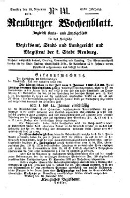 Neuburger Wochenblatt Samstag 18. November 1871