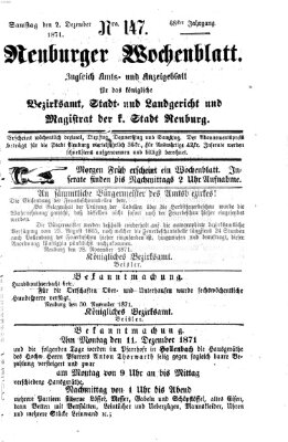 Neuburger Wochenblatt Samstag 2. Dezember 1871