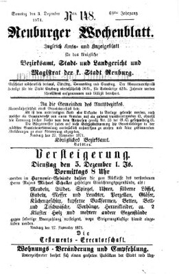 Neuburger Wochenblatt Sonntag 3. Dezember 1871