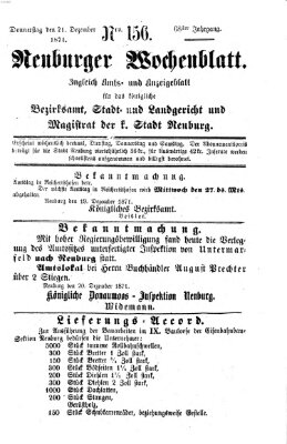 Neuburger Wochenblatt Donnerstag 21. Dezember 1871