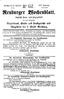 Neuburger Wochenblatt Samstag 23. Dezember 1871