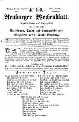 Neuburger Wochenblatt Samstag 30. Dezember 1871