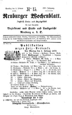 Neuburger Wochenblatt Samstag 3. Februar 1872