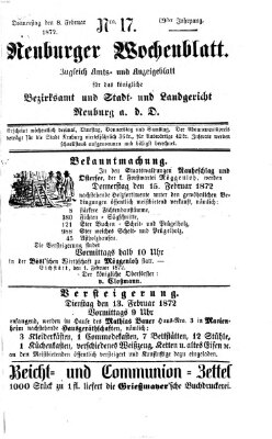 Neuburger Wochenblatt Donnerstag 8. Februar 1872