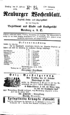 Neuburger Wochenblatt Dienstag 27. Februar 1872