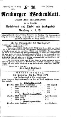 Neuburger Wochenblatt Samstag 9. März 1872