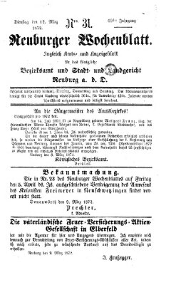 Neuburger Wochenblatt Dienstag 12. März 1872