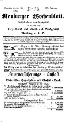 Neuburger Wochenblatt Samstag 30. März 1872