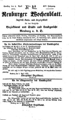 Neuburger Wochenblatt Samstag 6. April 1872