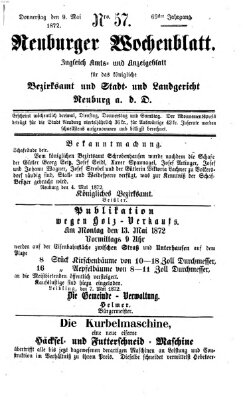 Neuburger Wochenblatt Donnerstag 9. Mai 1872