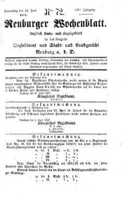 Neuburger Wochenblatt Donnerstag 13. Juni 1872