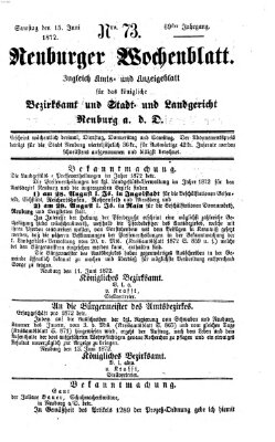 Neuburger Wochenblatt Samstag 15. Juni 1872