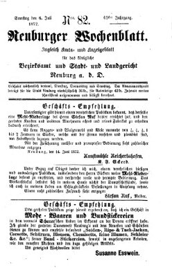 Neuburger Wochenblatt Samstag 6. Juli 1872