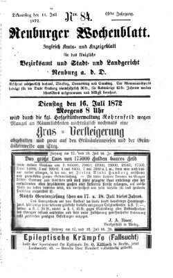 Neuburger Wochenblatt Donnerstag 11. Juli 1872