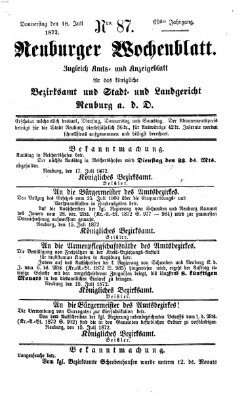 Neuburger Wochenblatt Donnerstag 18. Juli 1872