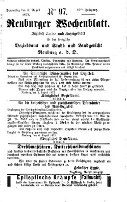 Neuburger Wochenblatt Donnerstag 8. August 1872