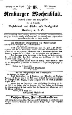 Neuburger Wochenblatt Samstag 10. August 1872