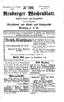 Neuburger Wochenblatt Donnerstag 15. August 1872