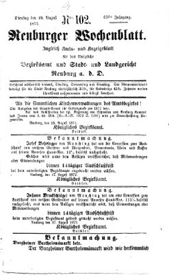 Neuburger Wochenblatt Montag 19. August 1872