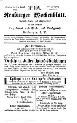 Neuburger Wochenblatt Samstag 24. August 1872