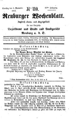 Neuburger Wochenblatt Samstag 7. September 1872