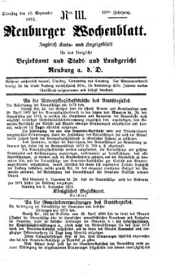 Neuburger Wochenblatt Dienstag 10. September 1872