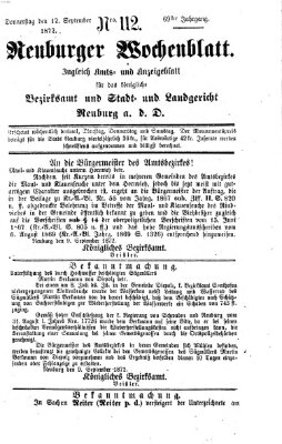 Neuburger Wochenblatt Donnerstag 12. September 1872