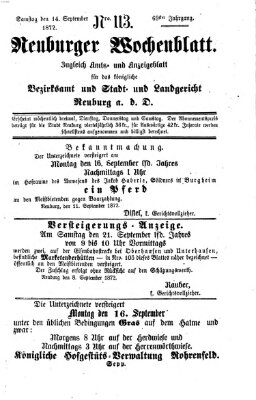 Neuburger Wochenblatt Samstag 14. September 1872