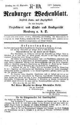 Neuburger Wochenblatt Dienstag 17. September 1872